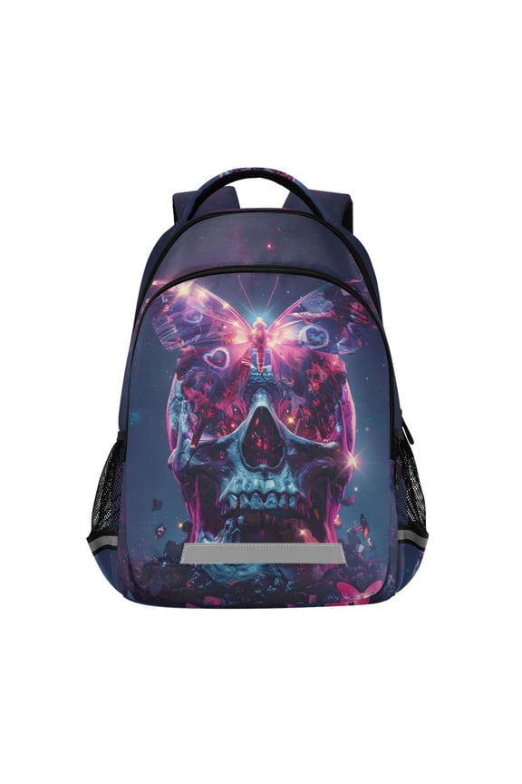 Butterfly Skull Backpack Elementary School Bag Bookbag Travel Rucksack