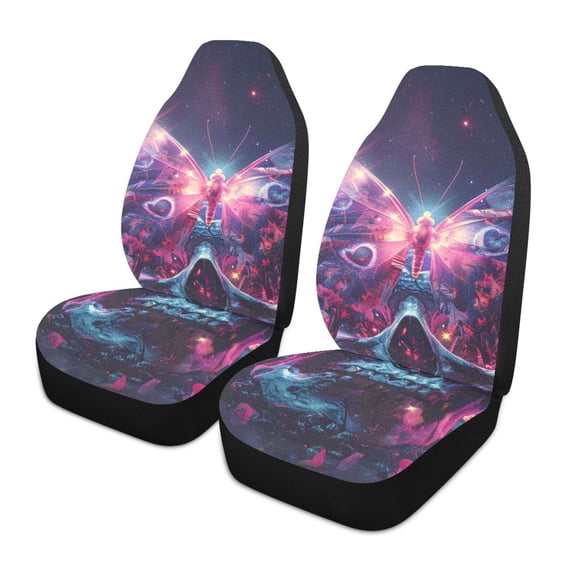 ALAZA Butterfly Skull Car Seat Covers 2 PCs Universal Auto Front Seats Interior Protector