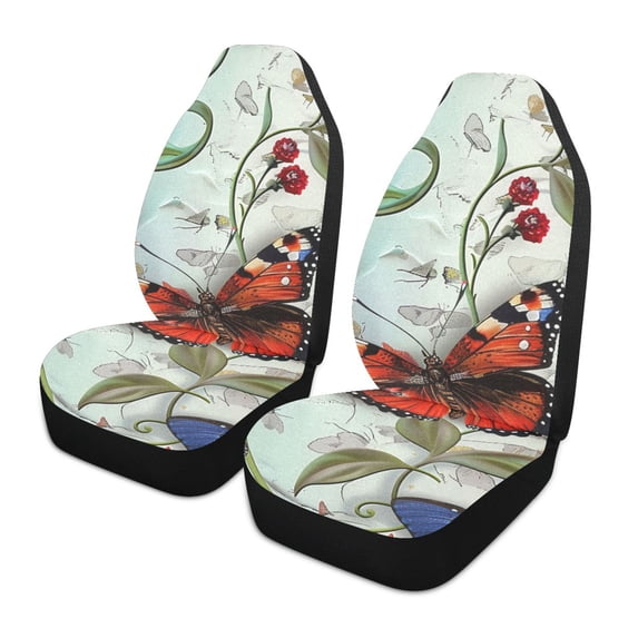 ALAZA Butterfly on Leaves Car Seat Covers 2 PCs Universal Auto Front Seats Interior Protector