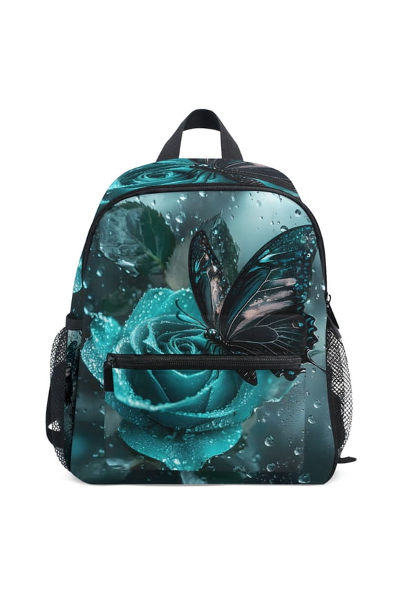 Butterfly on Roses Pattern School Backpack Student Bookbag Mini Bag
