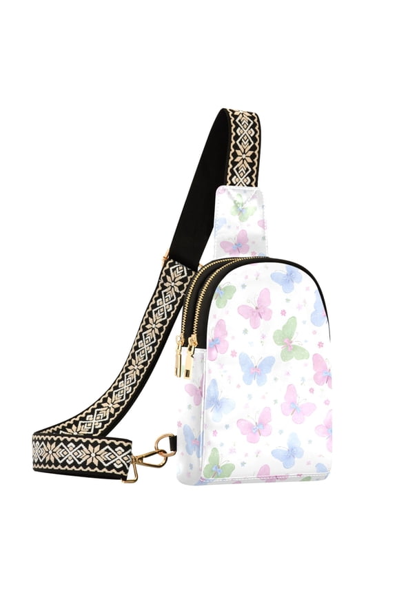 Butterfly with Bows Sling Bag for Women Men Waterproof Crossbody Chest Bags