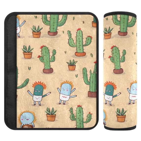 ALAZA Cactus Car Seat Belt Adjuster Neck Covers Shoulder Cushions Pads S