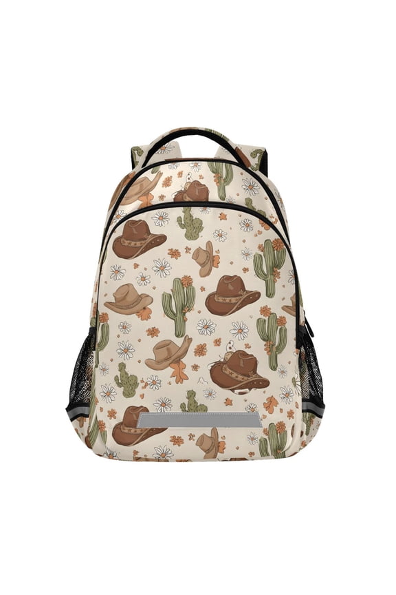 Cactus Cowboy Hat Backpack Elementary School Bag Bookbag Travel Rucksack
