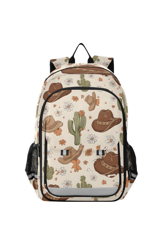 Cactus Cowboy Hat Laptop Backpack Purse Travel Bag Casual School Bookbag Rucksack for Women Men