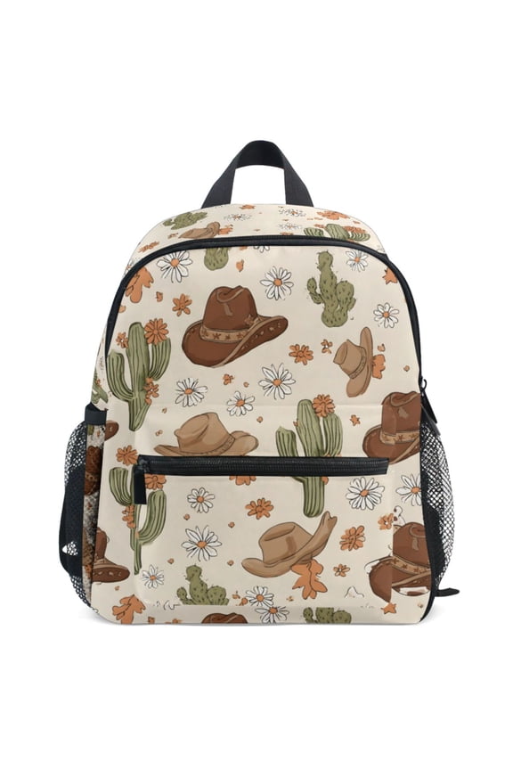 Cactus Cowboy Hat Pattern School Backpack Student Bookbag Mini Bag