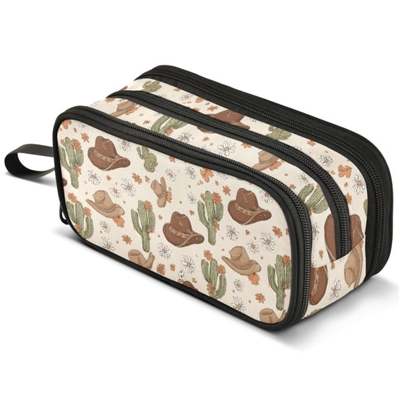 ALAZA Cactus Cowboy Hat Pencil Case Bag Large 3 Compartment Pen Pouch ...