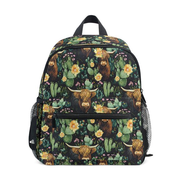 ALAZA Cactus Highland Cattle School Backpack Small Bookbag Mini Bags