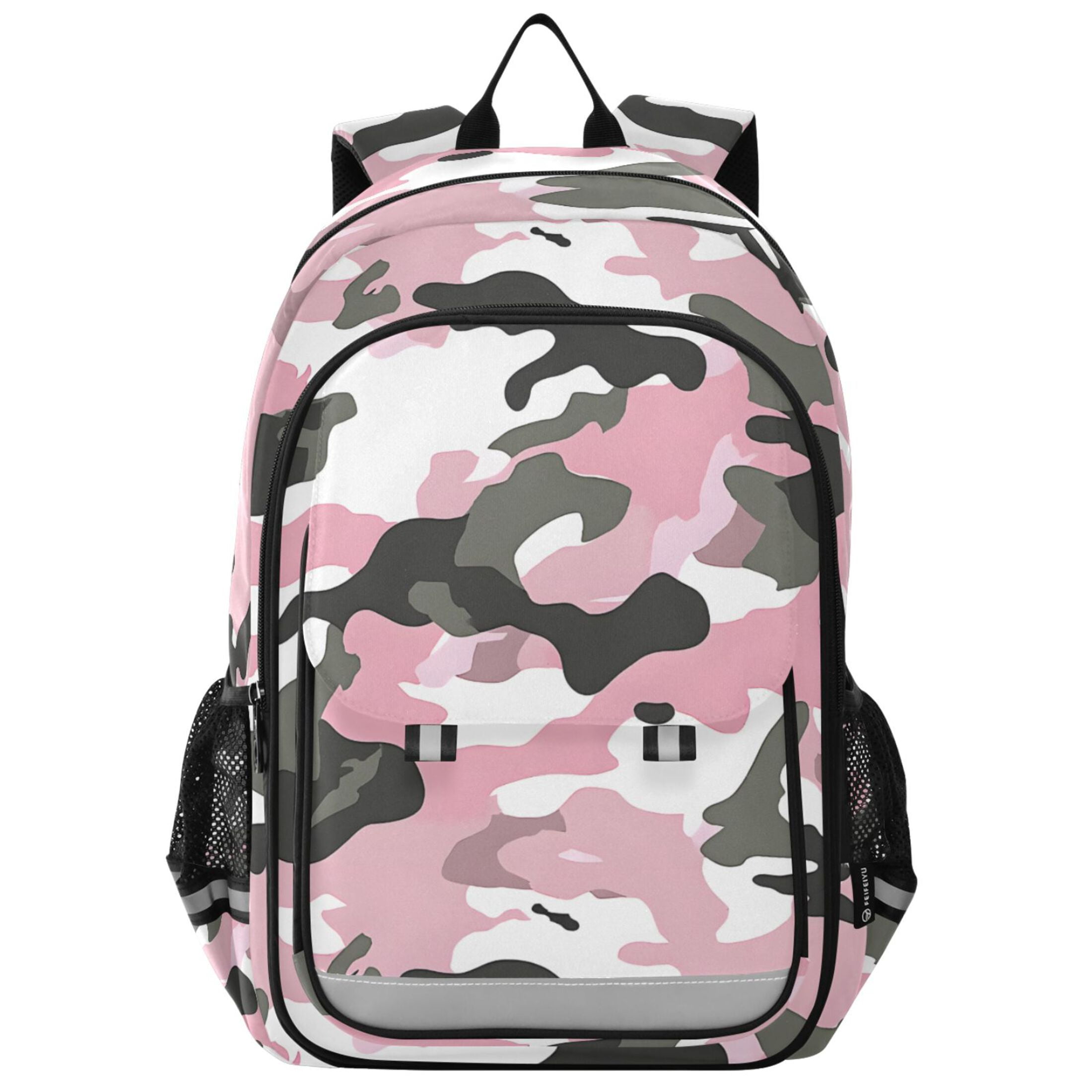 School Pink Camouflage Bag Pink Camo Backpack For Women, Custom