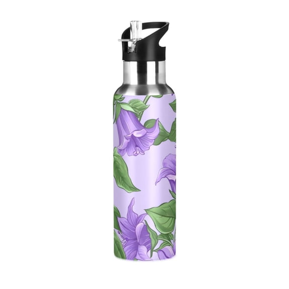 ALAZA Campanula Flowers Water Bottle Insulated Flask Stainless Steel Straw Lid 20 oz