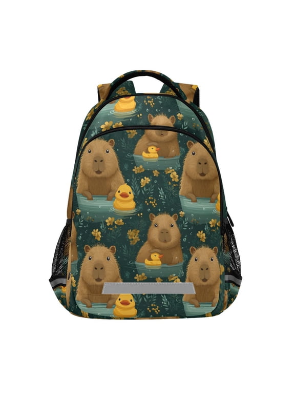 Capybara Cute Ducks Backpack Elementary School Bag Bookbag Travel Rucksack
