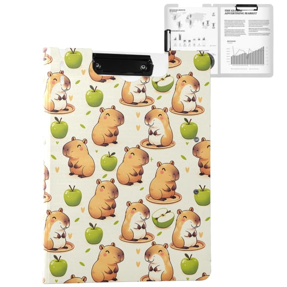 ALAZA Capybara Green Apples A4 Foldable Clipboard 360 Degree Folder Binder