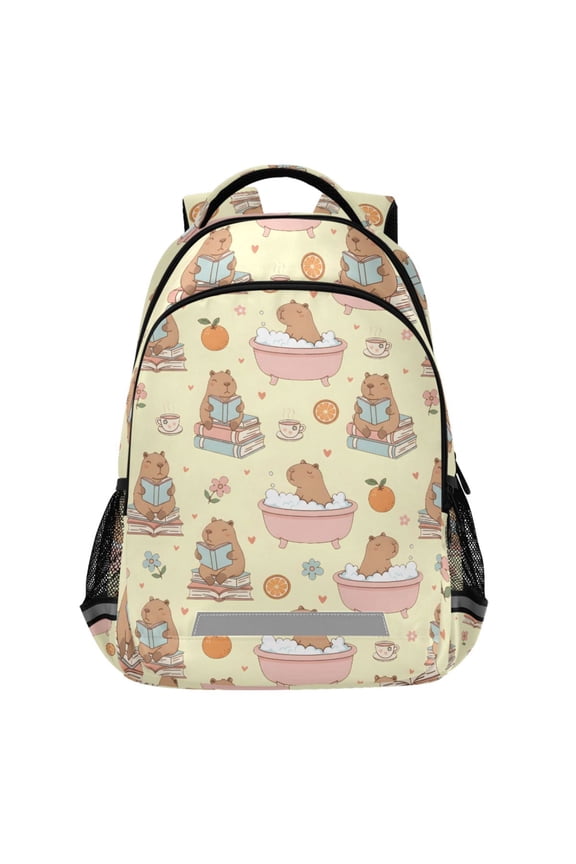 Capybara Life Pattern Backpack Elementary School Bags Student Bookbag Travel Rucksack