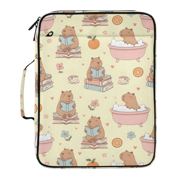 ALAZA Capybara Life Pattern Expanding Accordion File Folder 3 Ring Zipper Binder Organizer Portable Document Bag