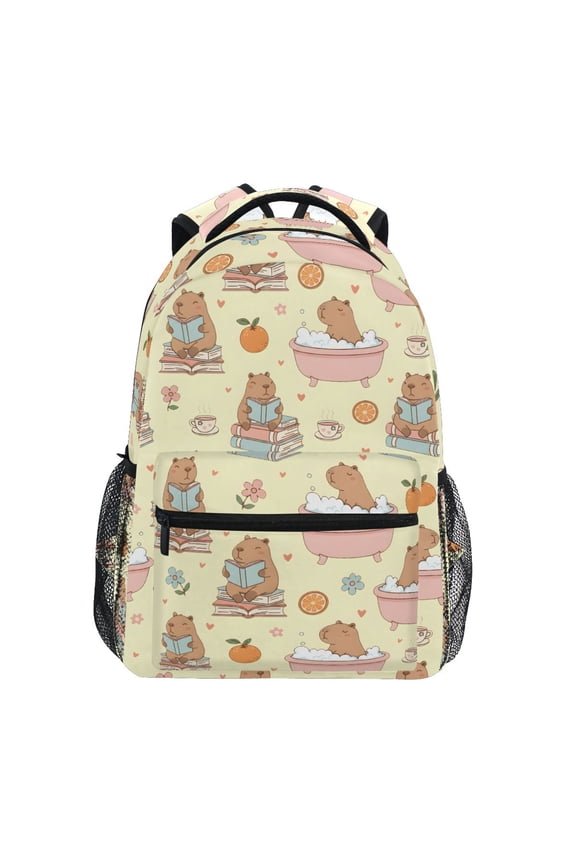 Capybara Life Pattern School Backpack Elementary Bookbag Laptop Bags Travel Daypack