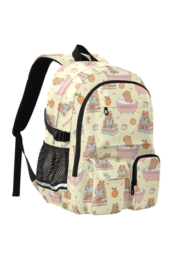 Capybara Life Print Student Backpack School Bookbag Large Laptop Daypack Travel Bag