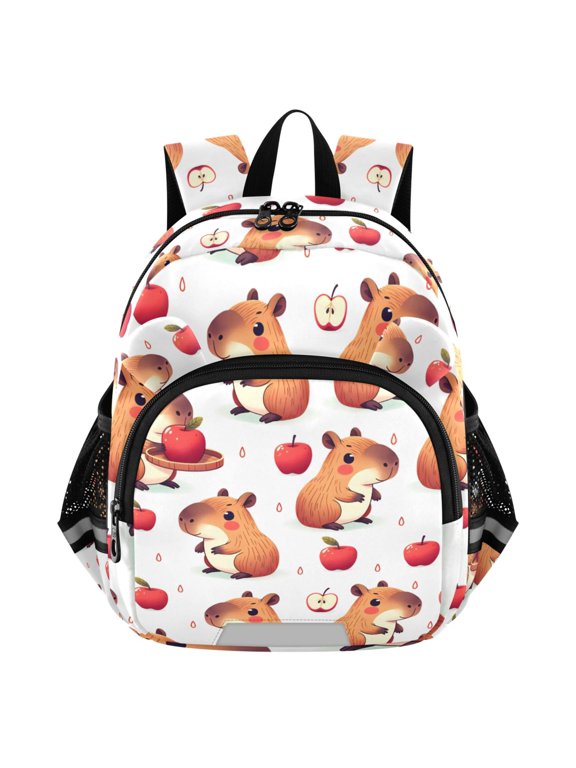 Capybara Red Apples Mini Backpack School Bookbag Age 3-7 Small