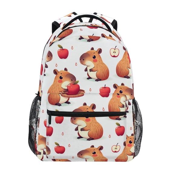 ALAZA Capybara Red Apples Pattern School Backpack Elementary Bookbag Laptop Bags Travel Daypack