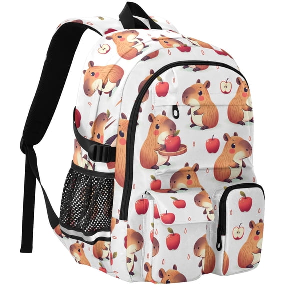 ALAZA Capybara Red Apples Print Student Backpack School Bookbag Large Laptop Daypack Travel Bag