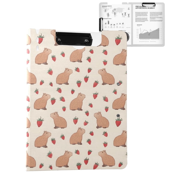 ALAZA Capybara Strawberry Pattern A4 Foldable Clipboard 360 Degree Folder Binder