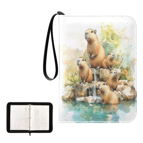 ALAZA Capybaras View Trading Card Binder 4 Pocket Cards Collection Album 400 Folder Holder