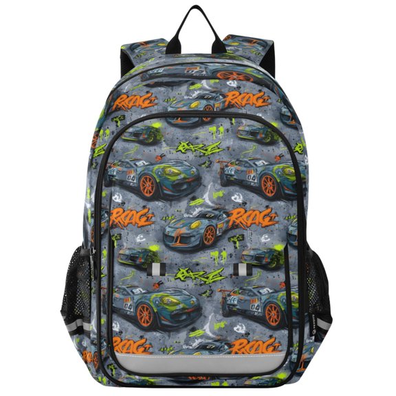 ALAZA Car Racing Cartoon Laptop Backpack Purse Travel Bag Casual School Bookbag Rucksack for Women Men