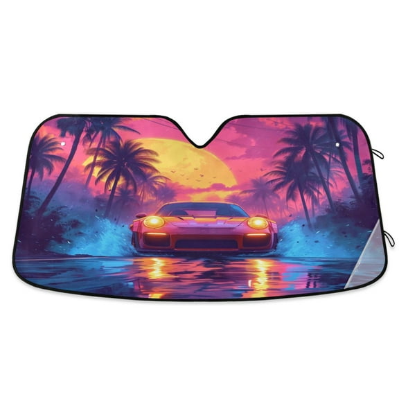 ALAZA Car in Sunset View Windshield Sun Shade Car Foldable Sun Visor Block UV Rays Protector 53"x23.5"