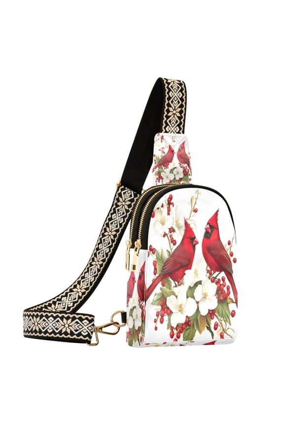 Cardinal Gardenia Flowers Sling Bag for Women Men Waterproof Crossbody Chest Bags