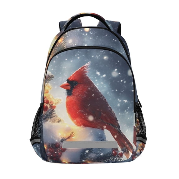 ALAZA Cardinal on Christmas Tree Backpack Elementary School Bag Bookbag Travel Rucksack