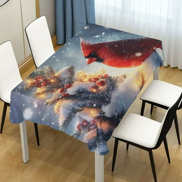 ALAZA Cardinal on Christmas Tree Rectangle Tablecloth Tablecover Dinning Table Cloth 54"x54"