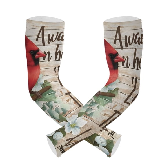 ALAZA Cardinal on Flowers UV Sun Protection Arm Sleeves UPF 50+ Compression Cooling Sleeve 1 Pair