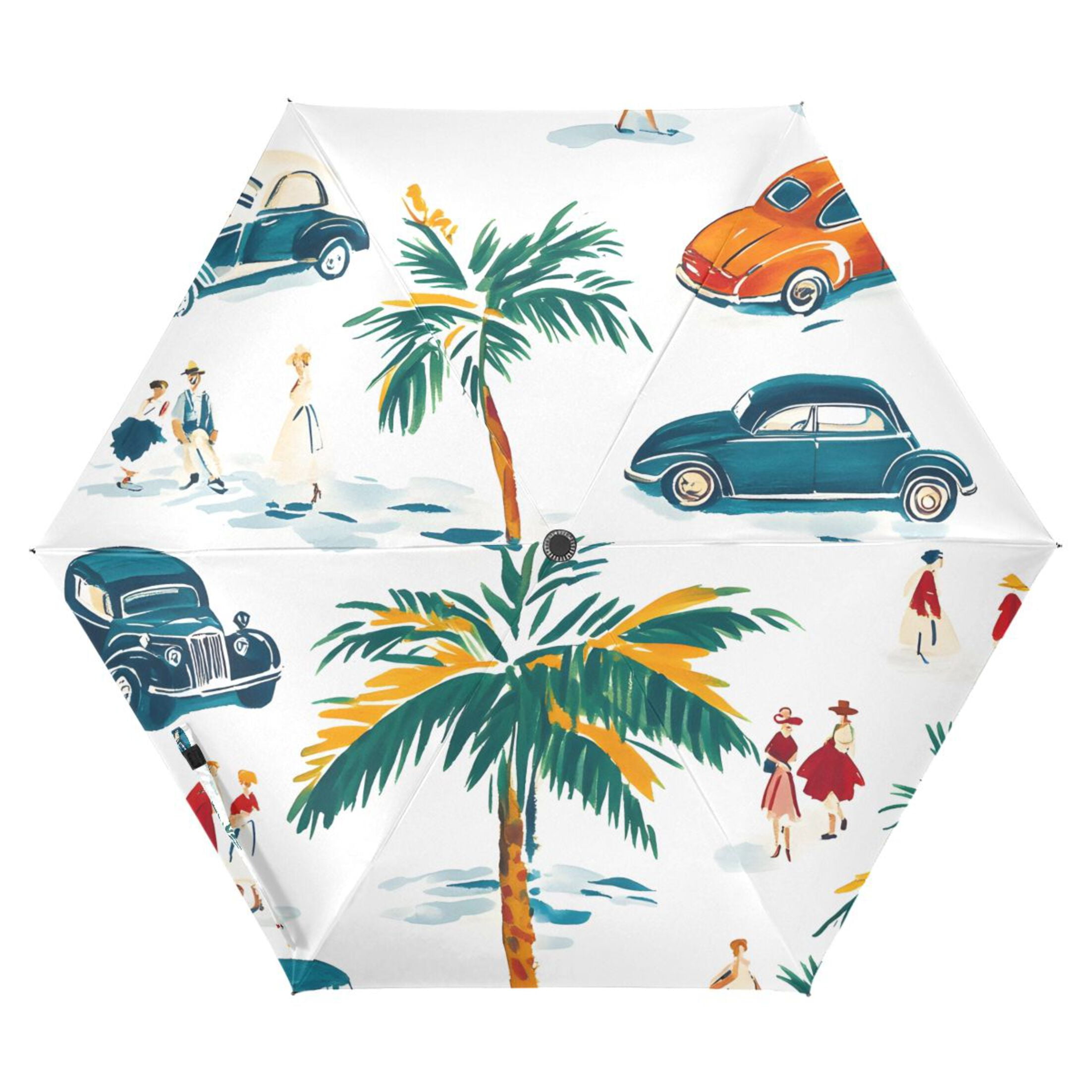 ALAZA Cars Tree UPF 50+ Compact Folding Umbrella for Rain Travel Umbrella Packable