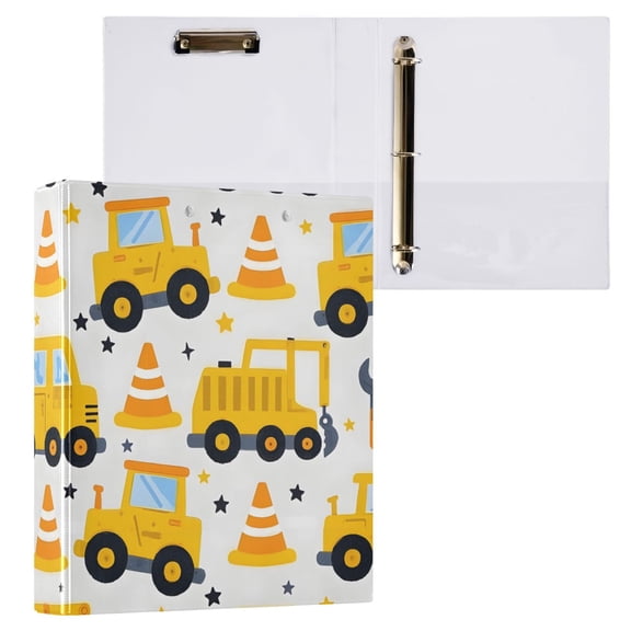 ALAZA Carton Engineering Trucks Hardcover 3 Ring Binder 1.5" Round Rings Interior Pockets Binders Organizer 1 Pack