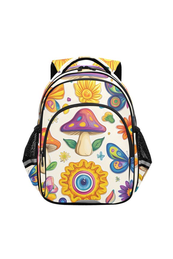 Carton Magic Mushrooms Flower School Backpack Elementary Bag Bookbag Travel Rucksack