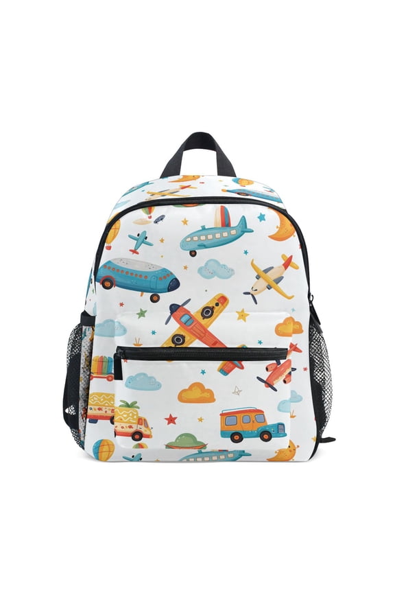 Cartoon Aircraft and Trucks School Backpack Small Bookbag Mini Bags