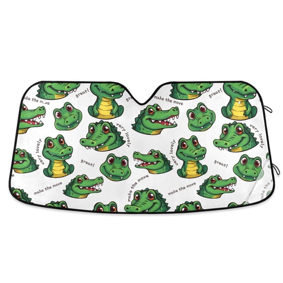 ALAZA Cartoon Alligators Pattern Car Windshield Sun Shade Foldable UV Ray Sunshade Visor Protector 53 x 23.5in