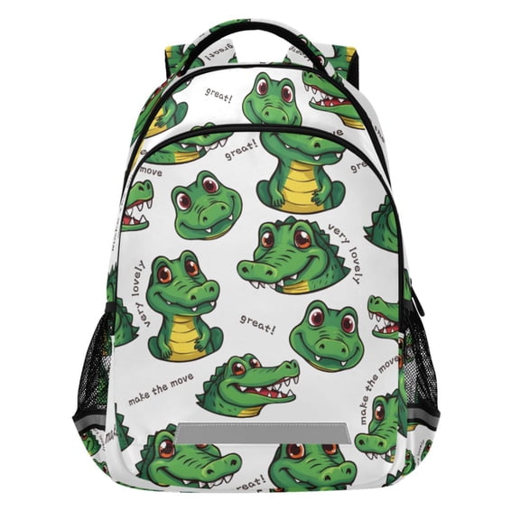 ALAZA Cartoon Alligators Pattern Backpack Elementary School Bags Student Bookbag Travel Rucksack
