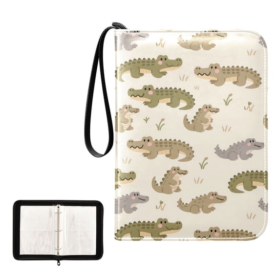 ALAZA Cartoon Alligators Trading Card Binder 4 Pocket Cards Collection Album 400 Folder Holder