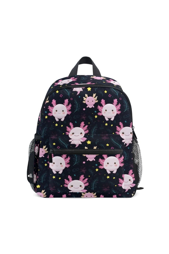 Cartoon Axolotl Stars School Backpack Small Bookbag Mini Bags