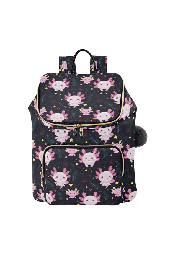Cartoon Axolotl Stars Travel Backpack Laptop Bag Large Capacity Daypack