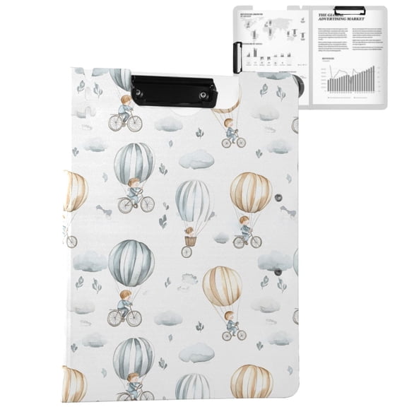 ALAZA Cartoon Balloon Bicycles A4 Foldable Clipboard 360 Degree Folder Binder