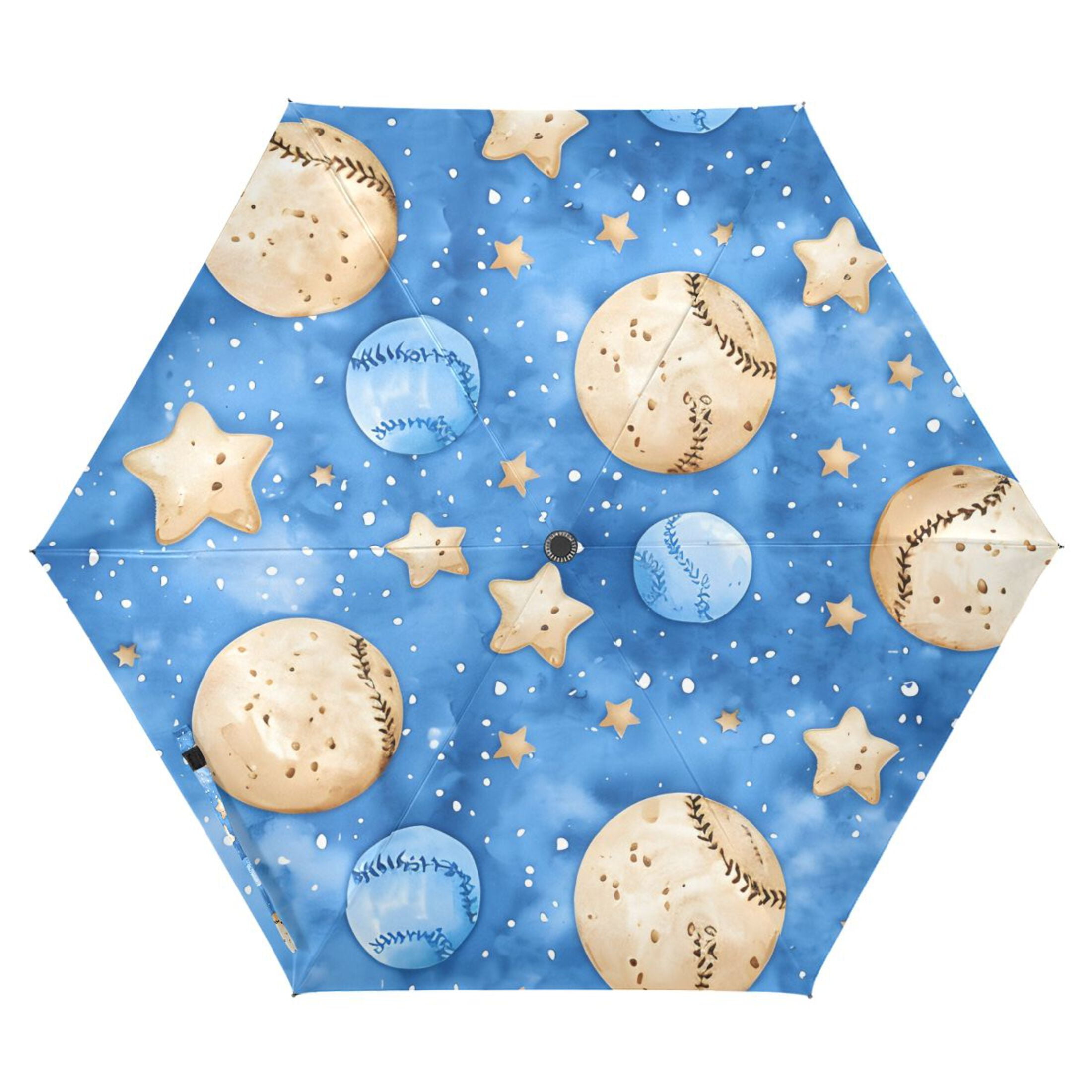 ALAZA Cartoon Baseball Stars UPF 50+ Compact Folding Umbrella for Rain Travel Umbrella Packable