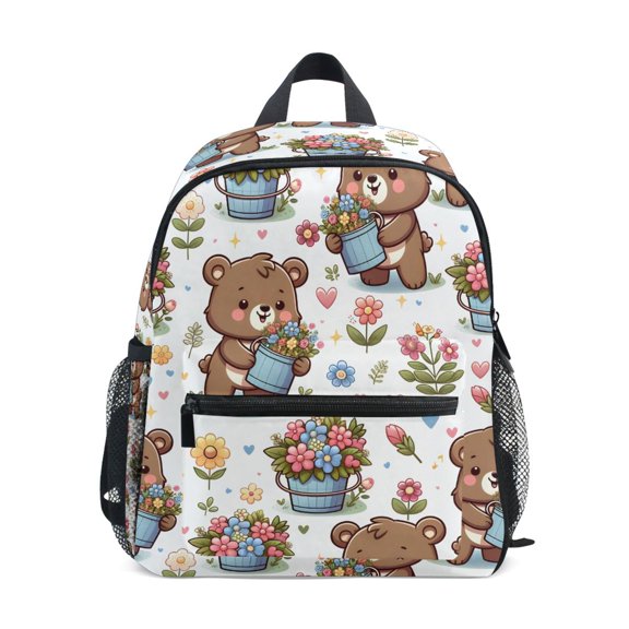 ALAZA Cartoon Bear and Flower School Backpack Small Bookbag Mini Bags
