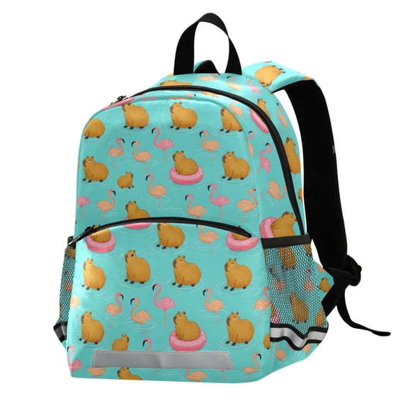ALAZA Cartoon Capybara Flamingo School Backpack Elementary Student Bookbag