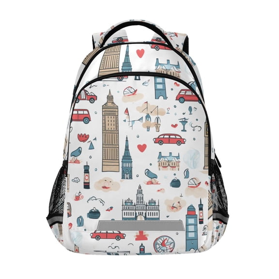 ALAZA Cartoon Car City Backpack Elementary School Bag Bookbag Travel Rucksack