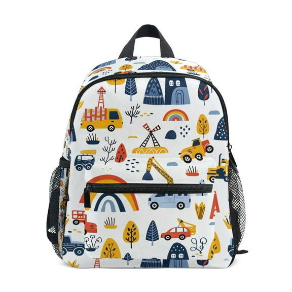 ALAZA Cartoon Car Engineering Vehicle School Backpack Small Bookbag Mini Bags