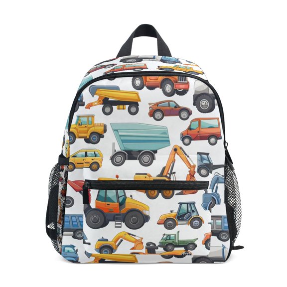 ALAZA Cartoon Car Truck Engineering Excavator School Backpack Small Bookbag Mini Bags