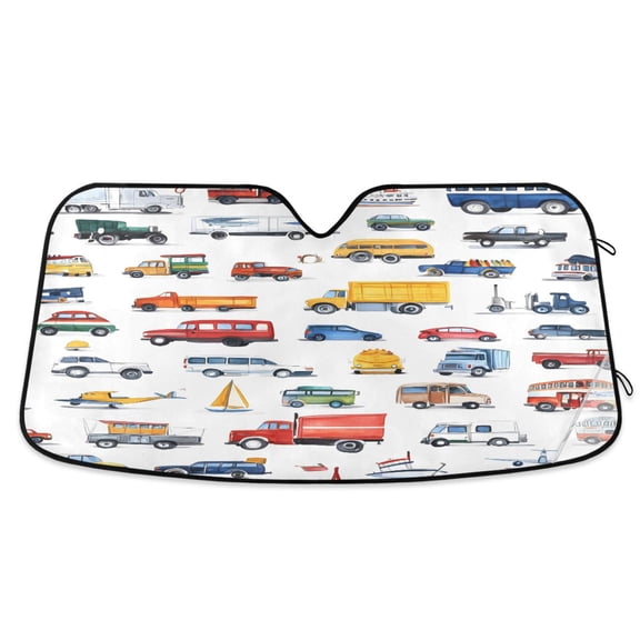 ALAZA Cartoon Car Vehicle Windshield Sun Shade Car Foldable Sun Visor Block UV Rays Protector 57"x31.5"