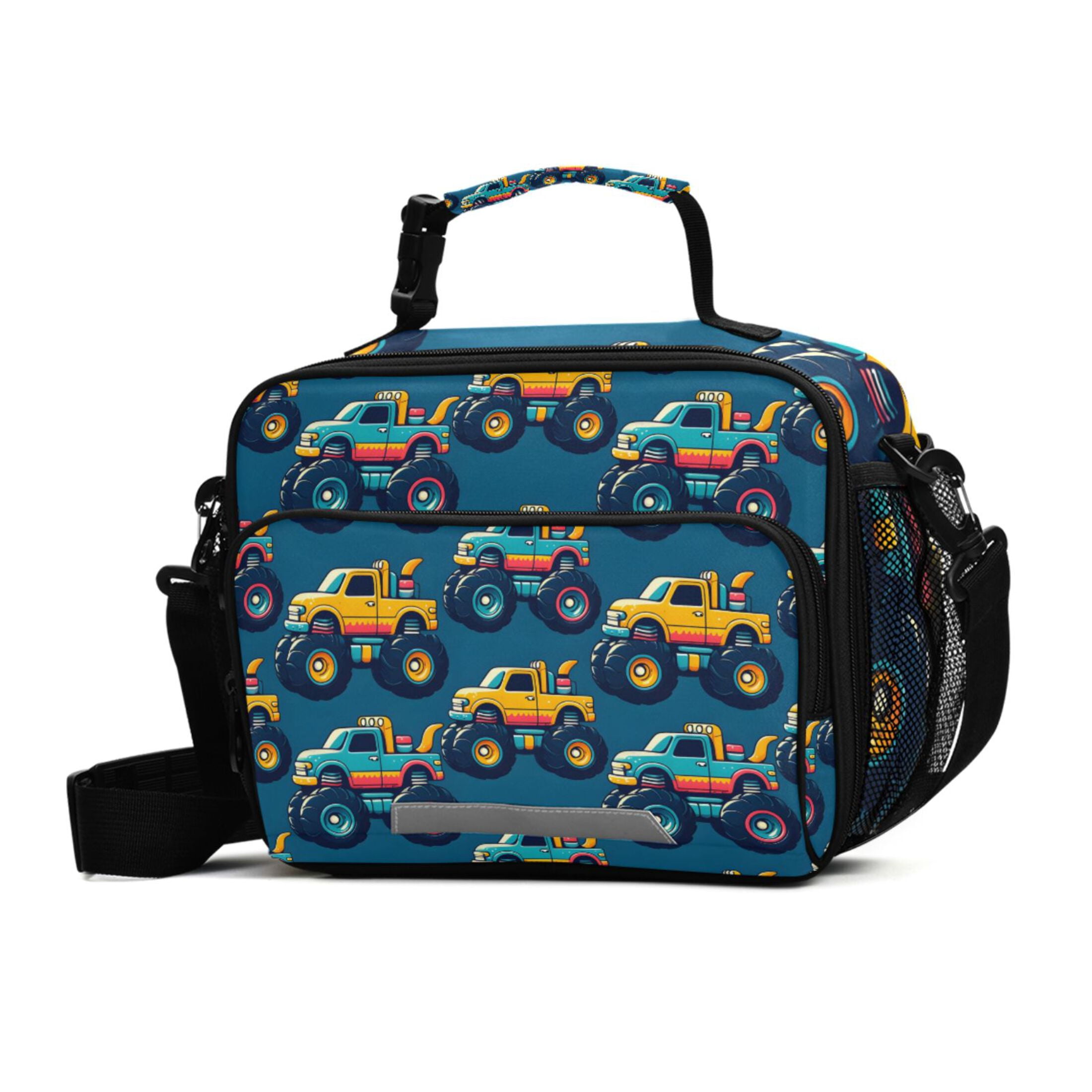 ALAZA Cartoon Car Vehicles Lunch Box Insulated Cooler Bag Reusable Tote Bags Shoulder Strap