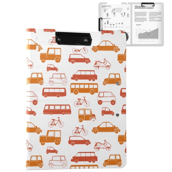 ALAZA Cartoon Cars Bicycle A4 Foldable Clipboard 360 Degree Folder Binder