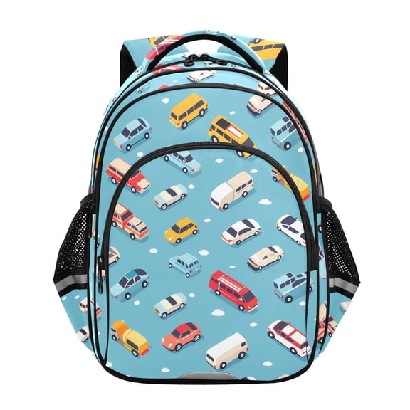 ALAZA Cartoon Cars School Backpack Elementary Bag Bookbag Travel Rucksack